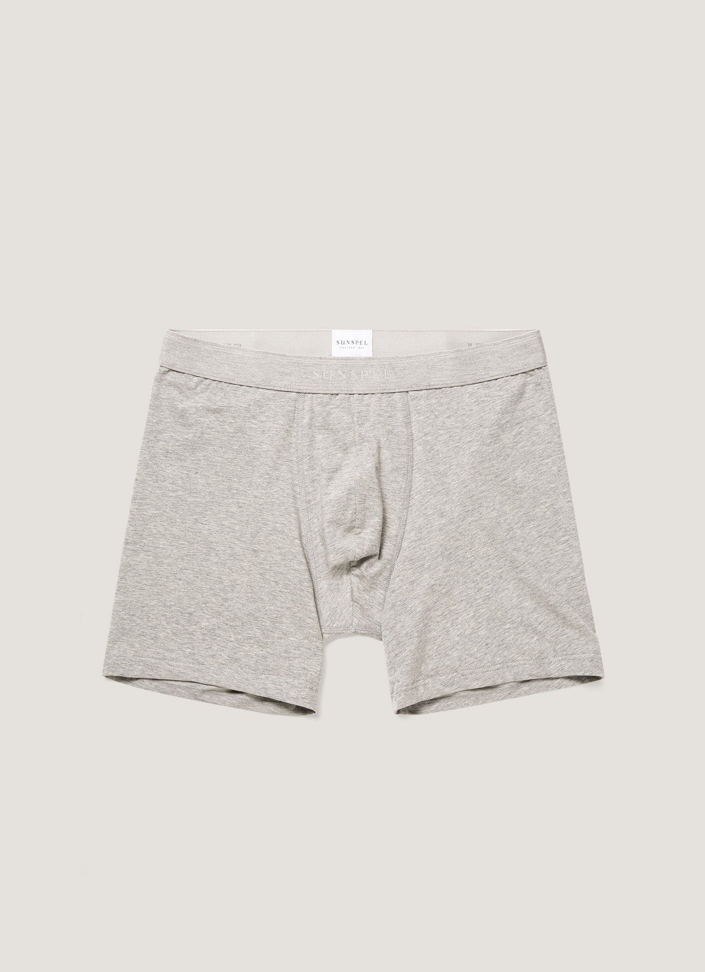 Mens Long Leg Stretch Cotton Trunks In Grey Melange