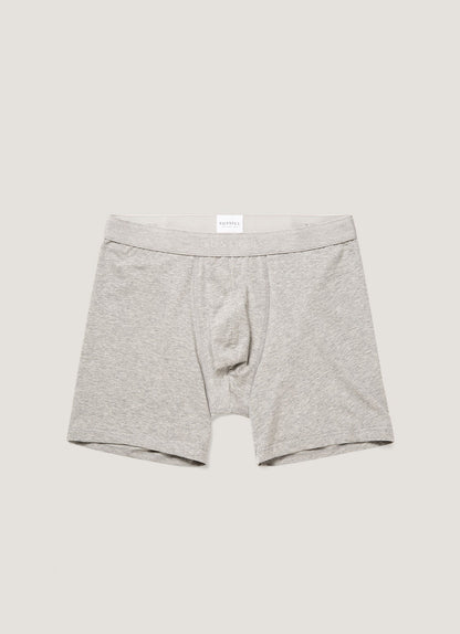 Mens Long Leg Stretch Cotton Trunks In Grey Melange