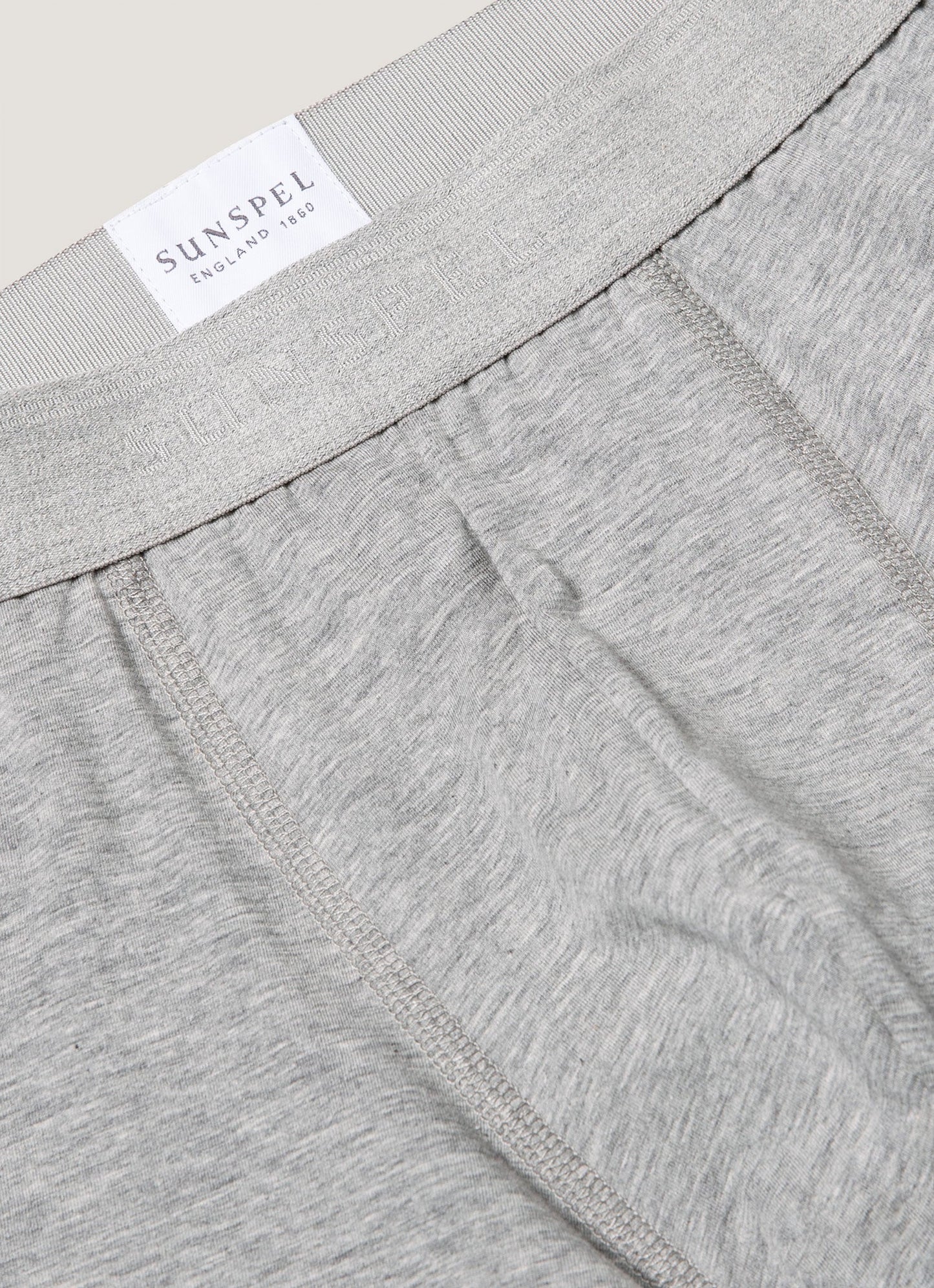 Mens Long Leg Stretch Cotton Trunks In Grey Melange