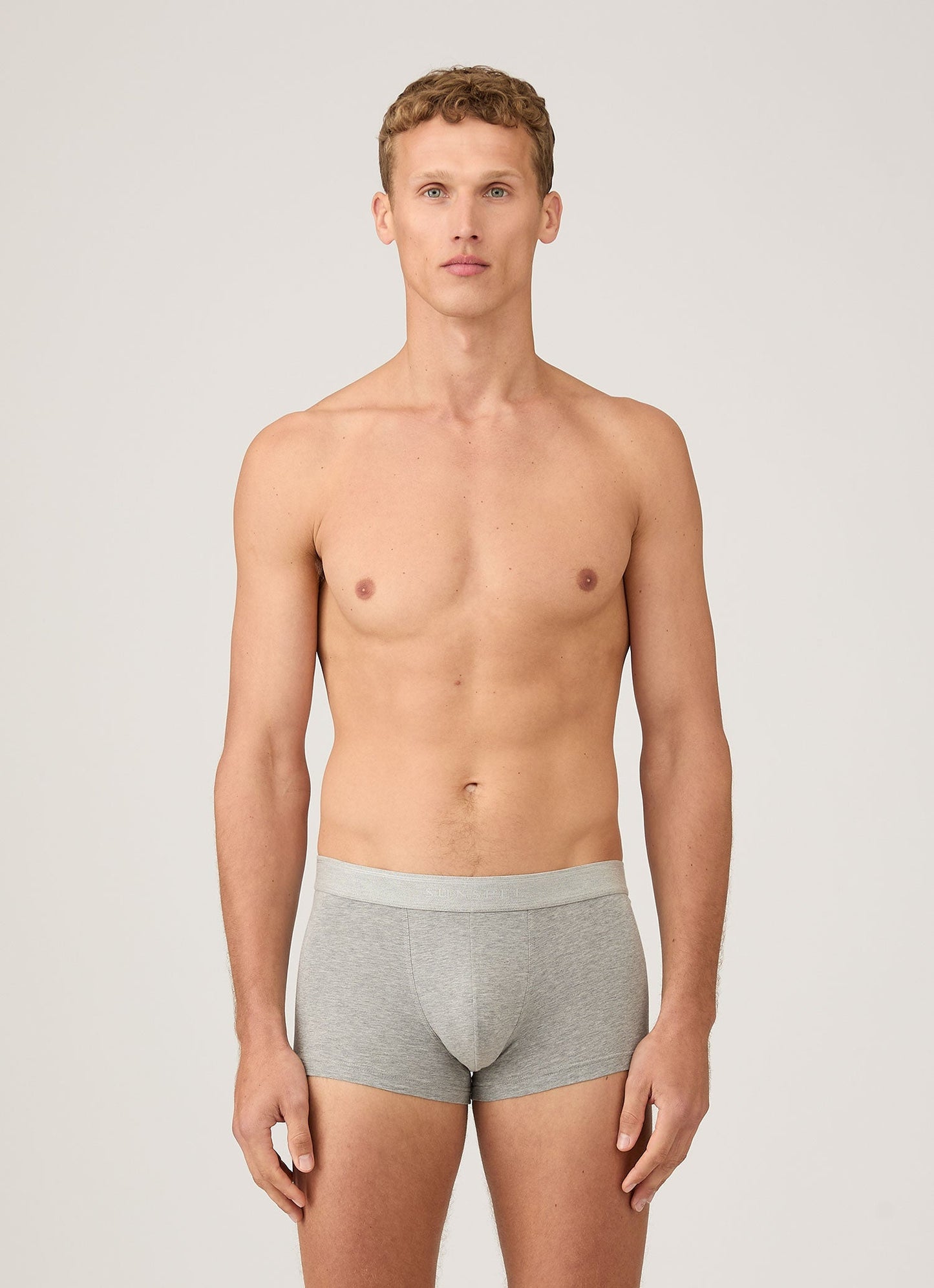 Mens Stretch Cotton Trunks In Grey Melange