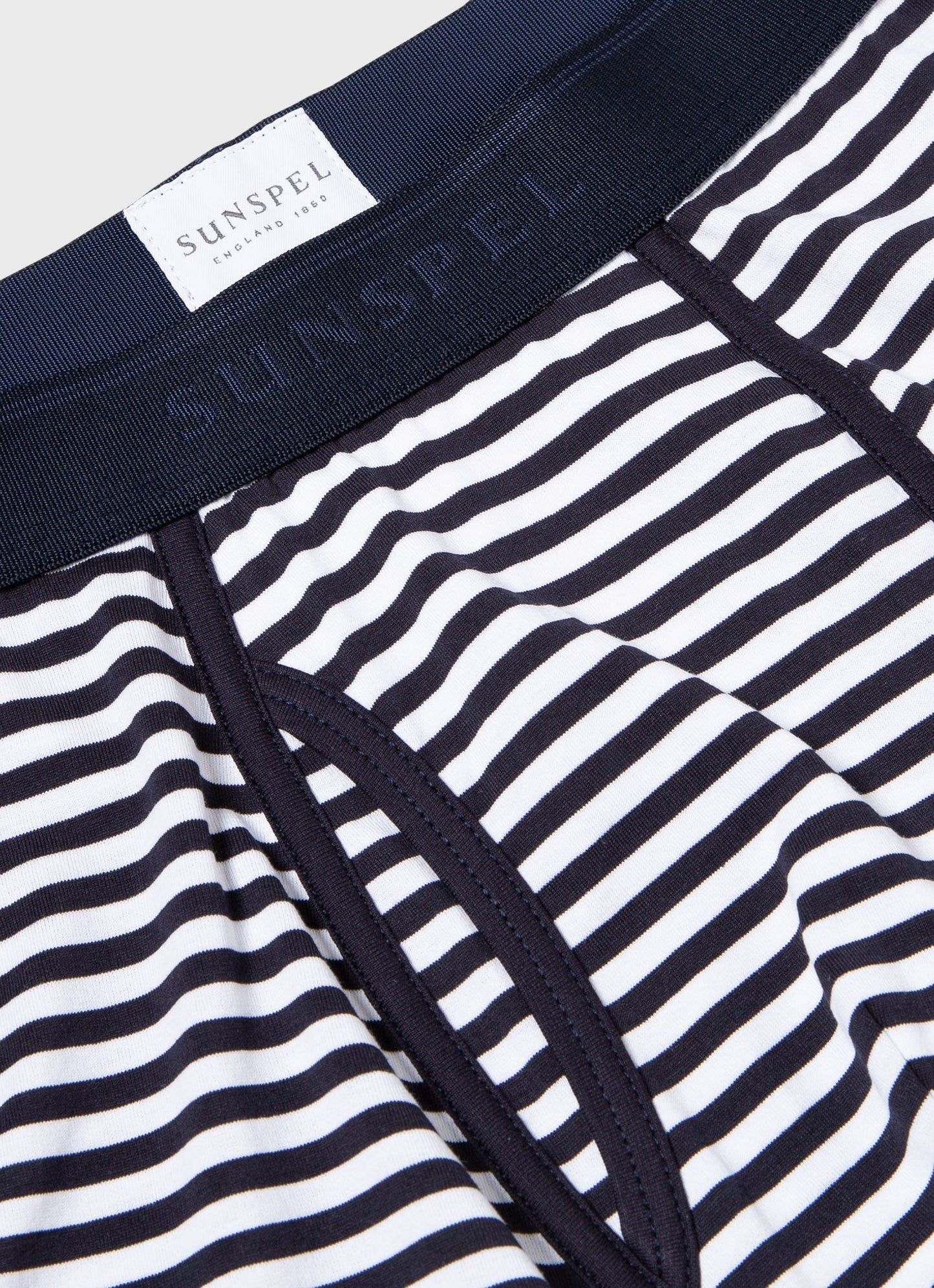Mens Superfine Cotton Trunks In White Navy