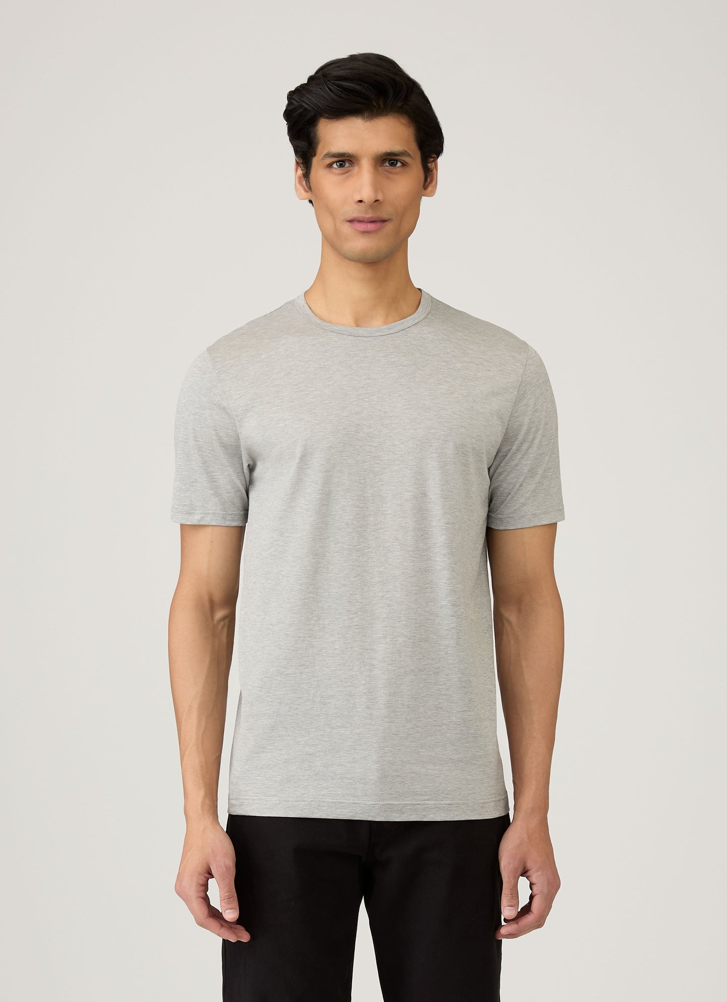 Men S Short Sleeve Crew Neck T Shirt Grey Melange