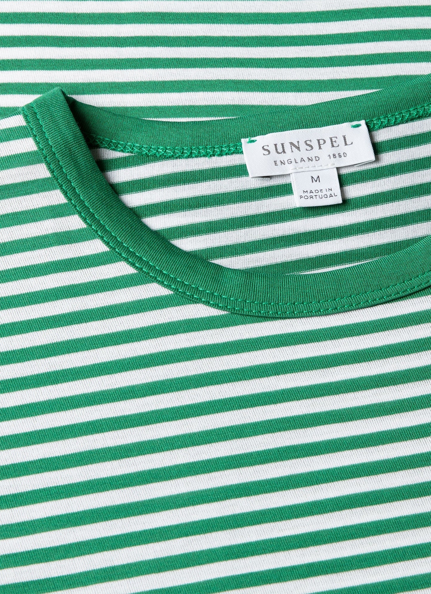 Mens Classic Tshirt In White Bright Green English Stripe Mtsh0001Es Stof