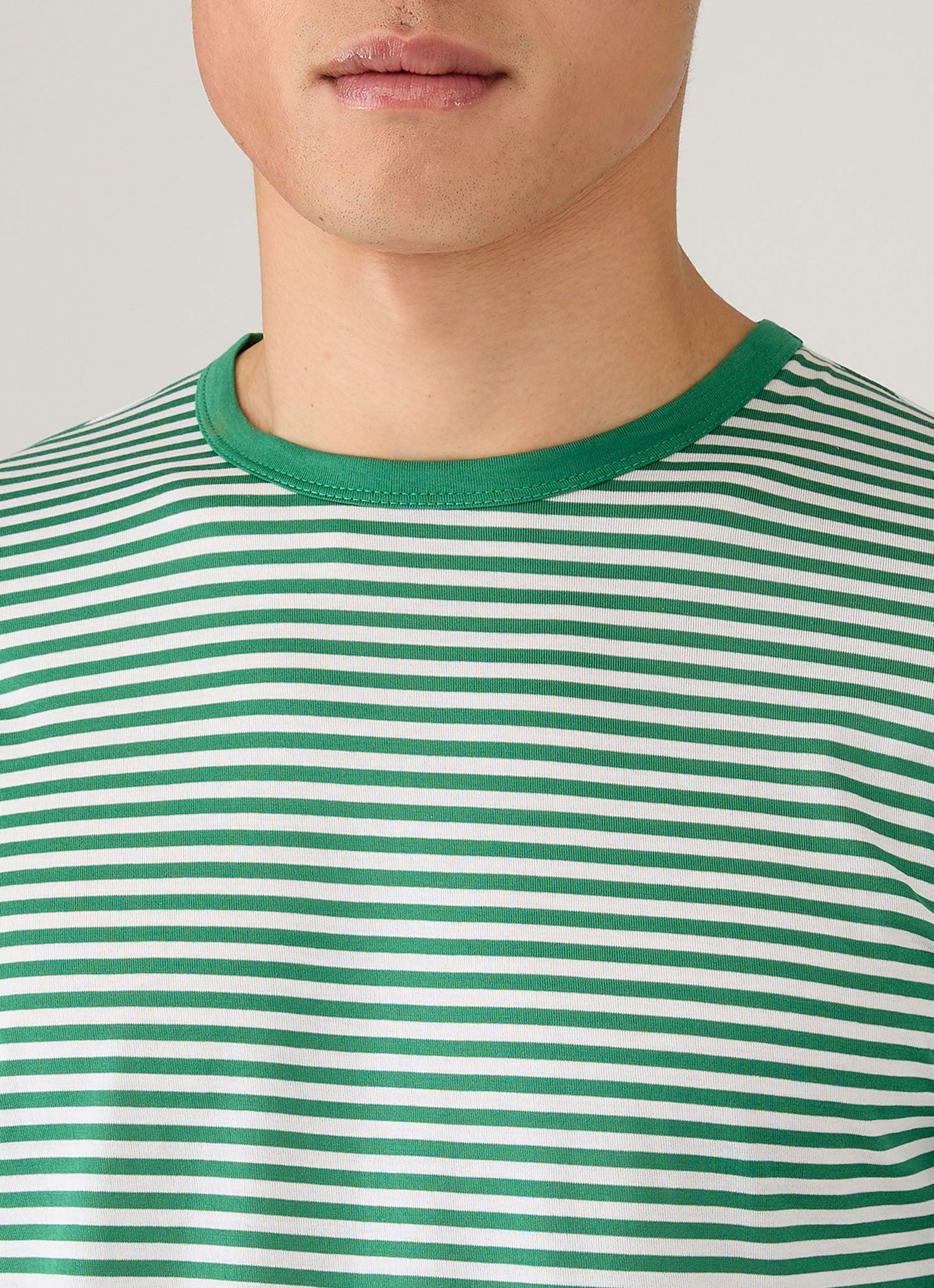 Mens Classic Tshirt In White Bright Green English Stripe Mtsh0001Es Stof