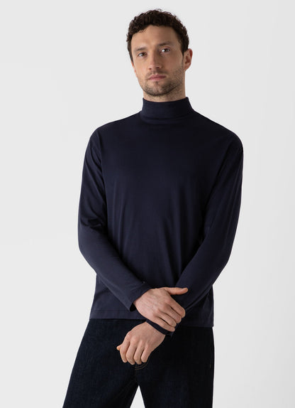 Mens Long Sleeve Roll Neck In Navy