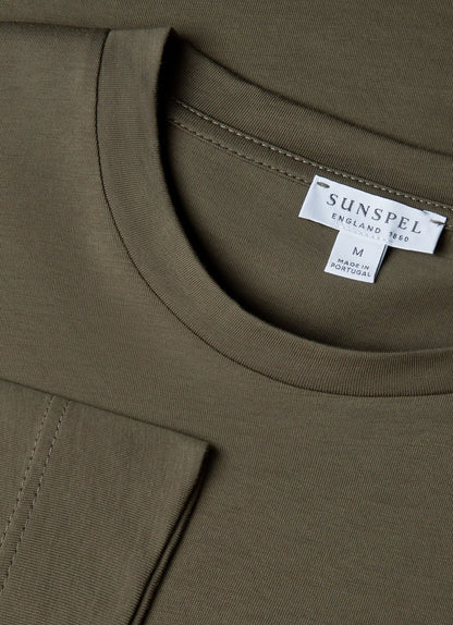 Mens Long Sleeve Riviera Midweight Tshirt In Khaki Mtsh0136S Gngy