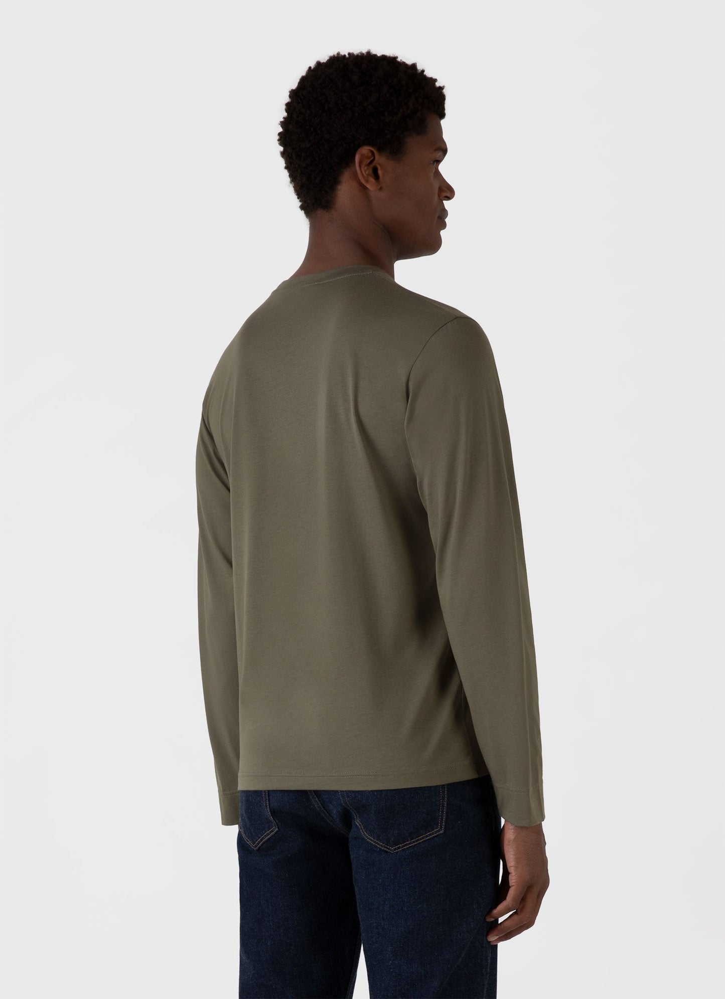 Mens Long Sleeve Riviera Midweight Tshirt In Khaki Mtsh0136S Gngy