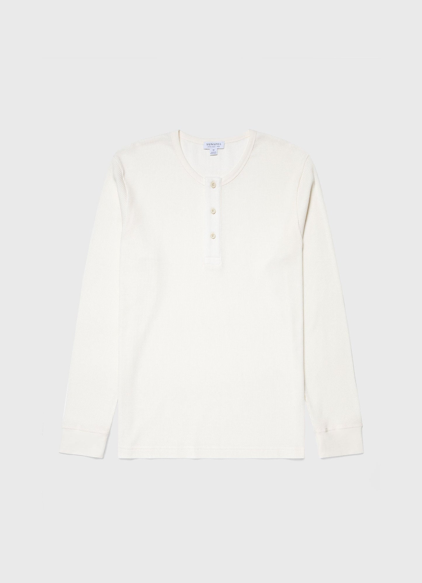 Mens Long Sleeve Waffle Henley In Ecru Mtsh0162 Whcr