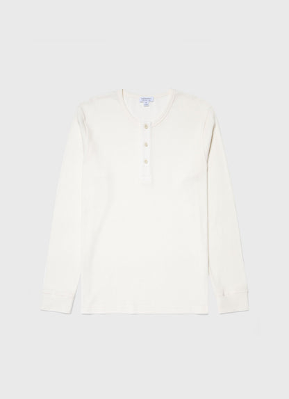 Mens Long Sleeve Waffle Henley In Ecru Mtsh0162 Whcr