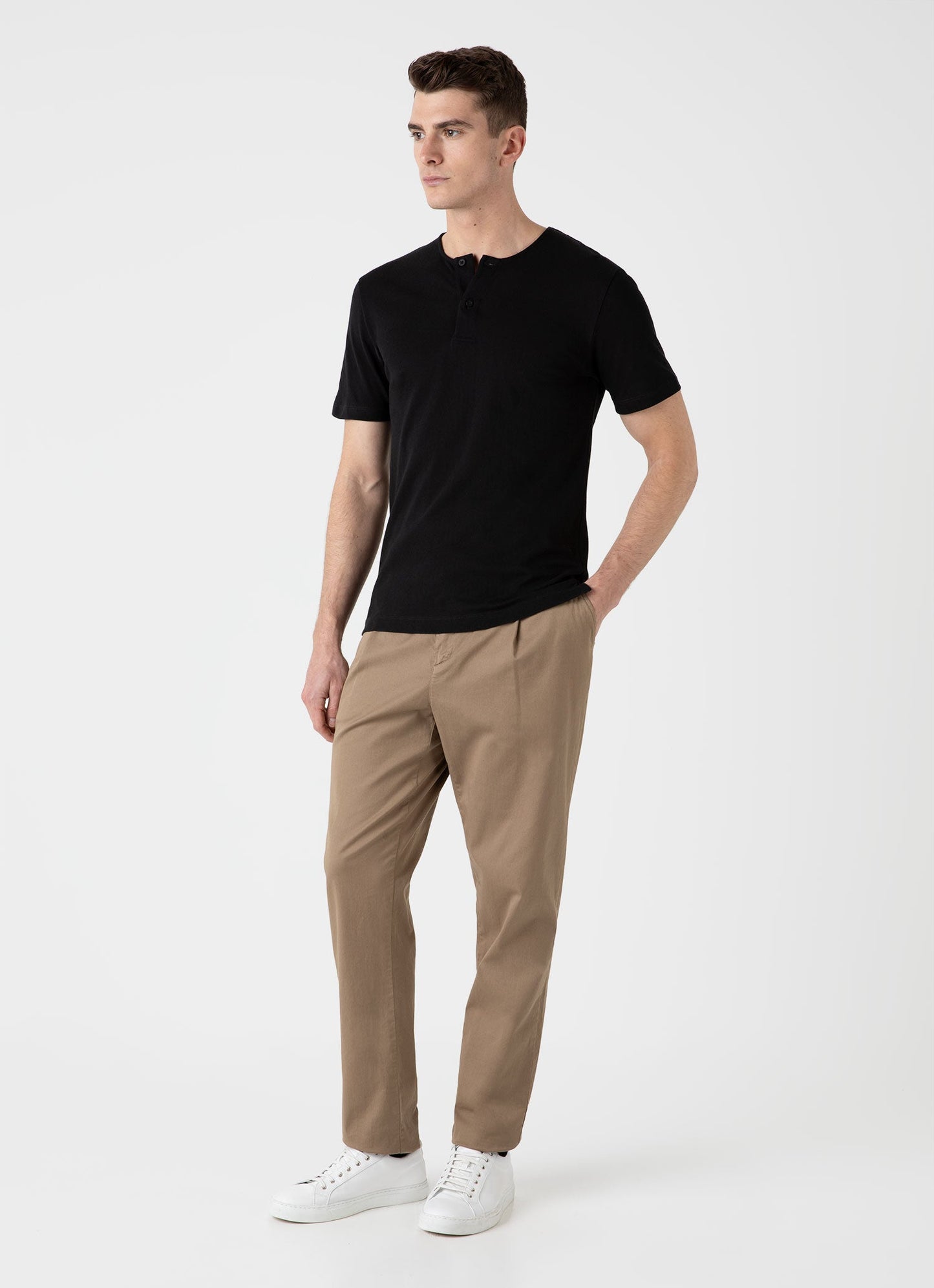 Mens Riviera Henley In Black Mtsh0177 Bkaa