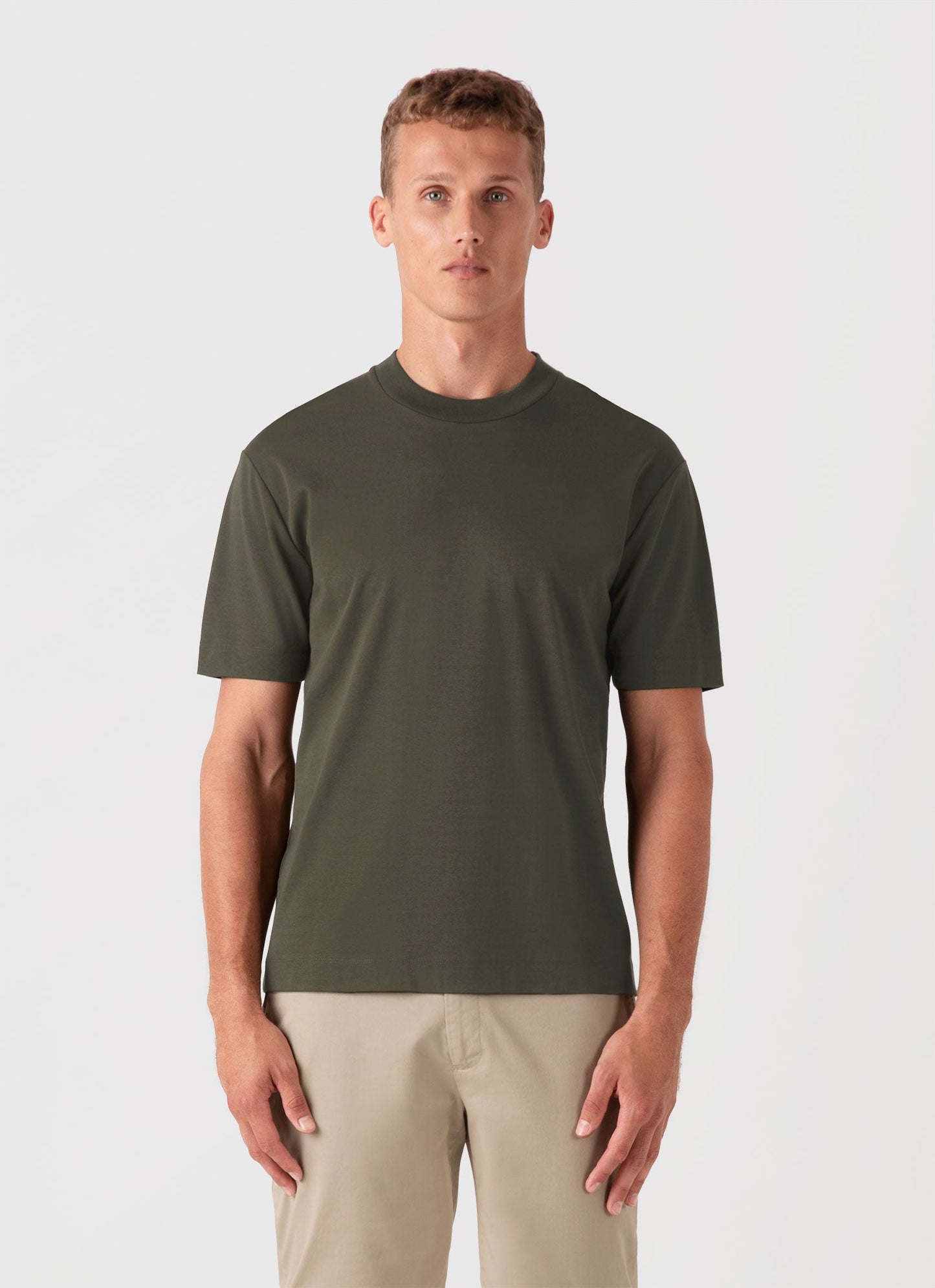 Mens Relaxed Fit Heavyweight Tshirt In Khaki Mtsh0181 Gngy