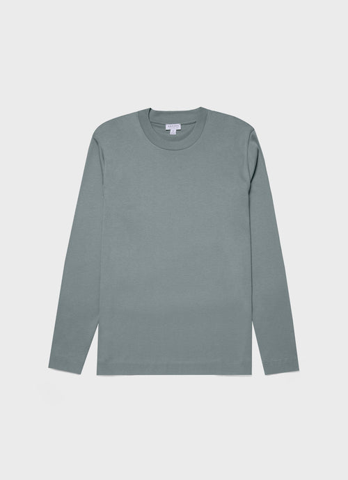 Mens Long Sleeve Heavyweight Tshirt In Smoke Green Mtsh0182 Gnhp