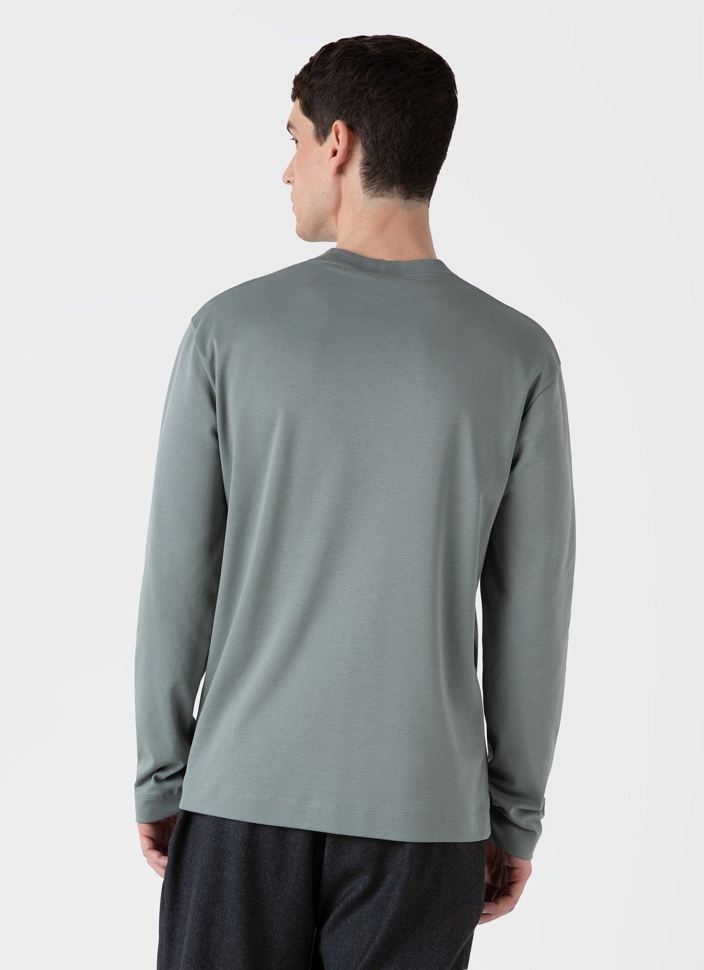 Mens Long Sleeve Heavyweight Tshirt In Smoke Green Mtsh0182 Gnhp