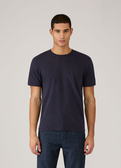 Mens Cotton Linen Tshirt In Navy Mtsh0192 Buaa