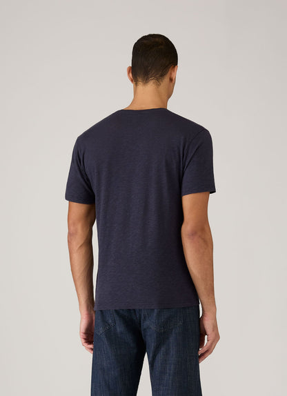 Mens Cotton Linen Tshirt In Navy Mtsh0192 Buaa
