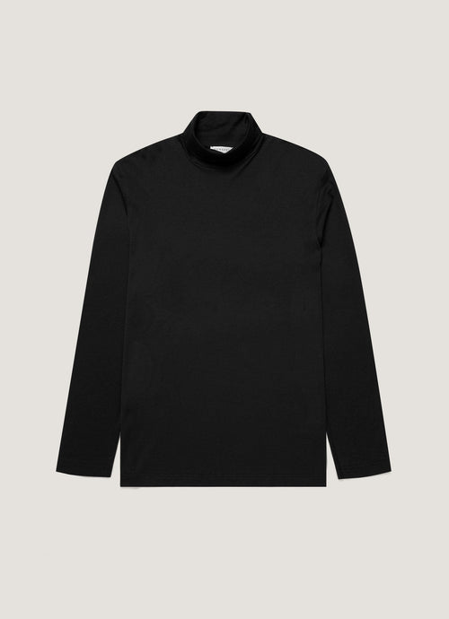 Mens Roll Neck Heavyweight Tshirt In Black Mtsh0196 Bkaa
