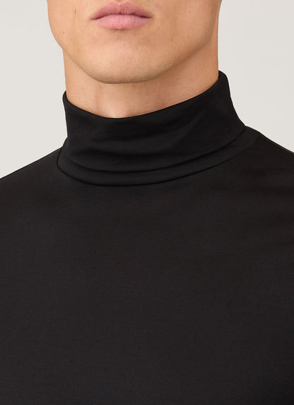 Mens Roll Neck Heavyweight Tshirt In Black Mtsh0196 Bkaa