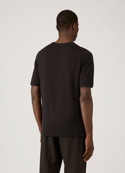 Mens Sea Island Cotton Knit Tshirt In Black Mtsh8278 Bkaa