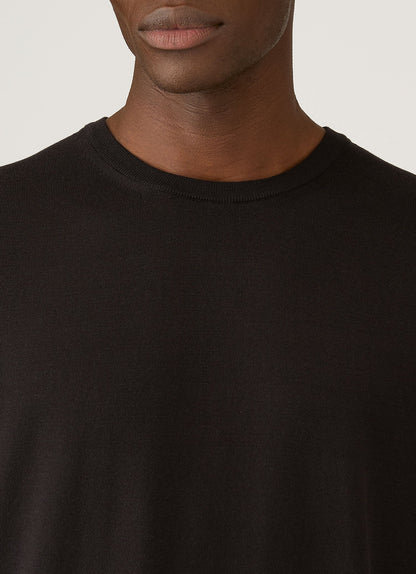 Mens Sea Island Cotton Knit Tshirt In Black Mtsh8278 Bkaa