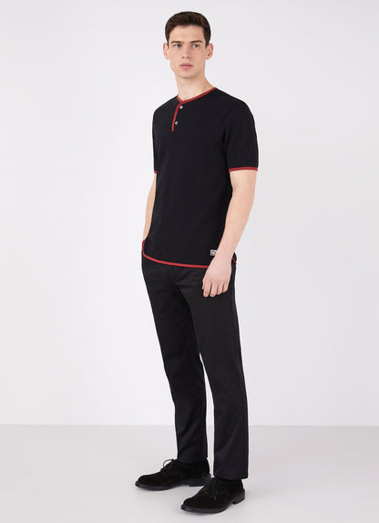 Mens Paul Weller College Henley In Black
