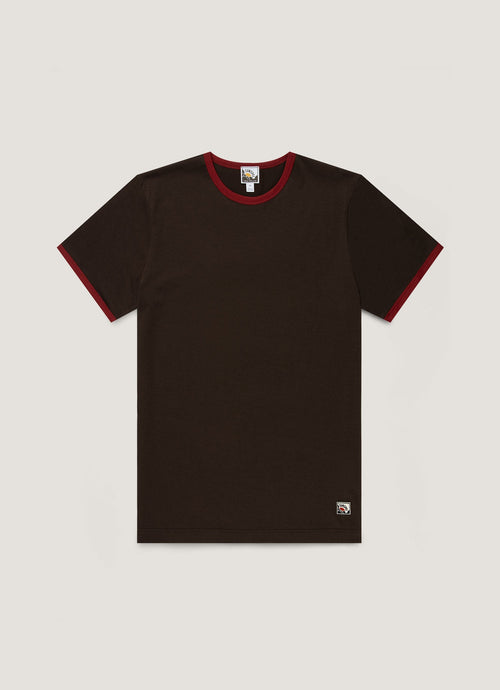 Mens Paul Weller Ringer Tshirt In Dark Brown Pwmtsh0135 Brha
