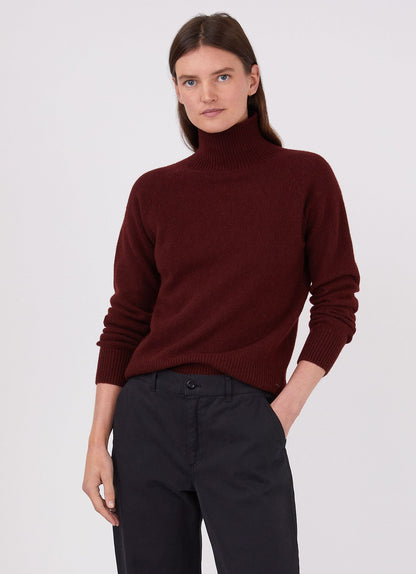 Womens Lambswool Funnel Neck Jumper In Port