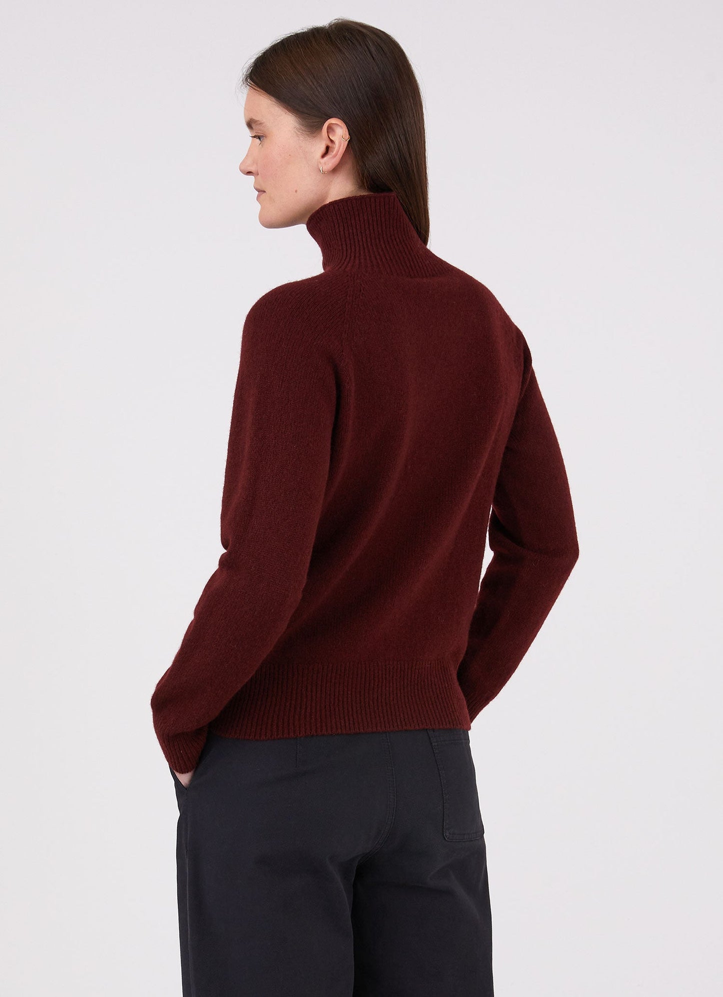 Womens Lambswool Funnel Neck Jumper In Port