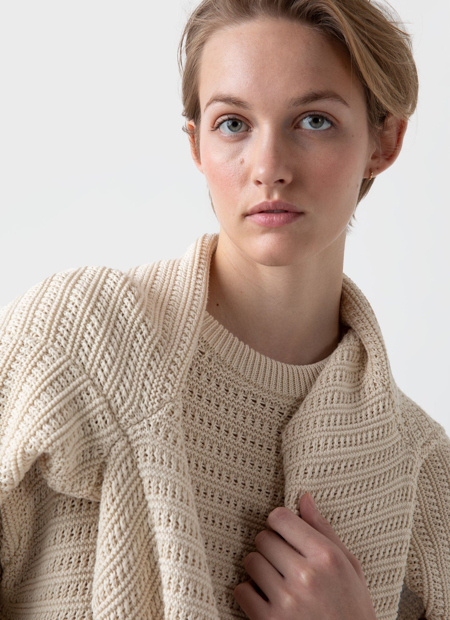 Womens Chunky Textured Jumper In Ecru Wjum8167 Whcr