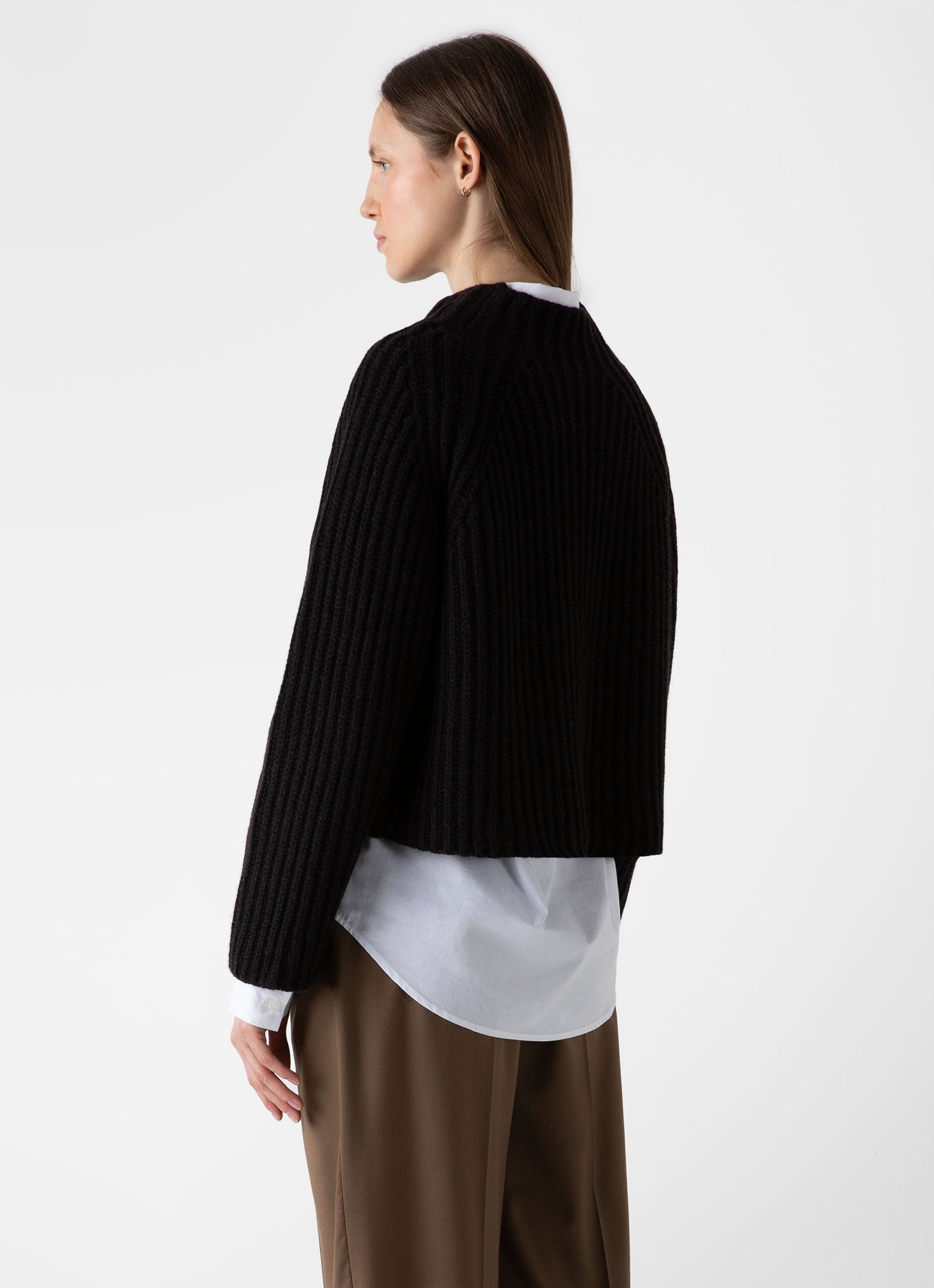 Womens Lambswool Chunky Funnel Neck Jumper In Coffee Twist Wjum8188 Bren