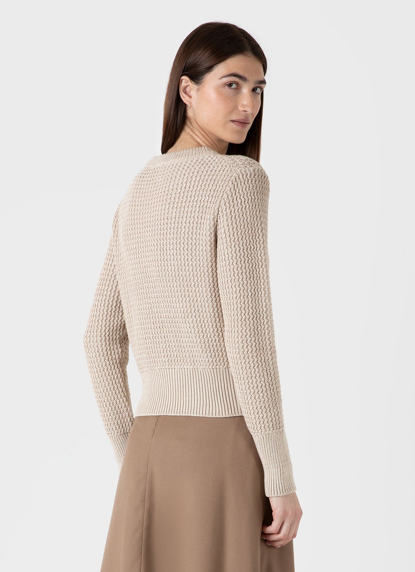 Womens Cotton Stitch Jumper In Ecru Twist Wjum8200 Whht