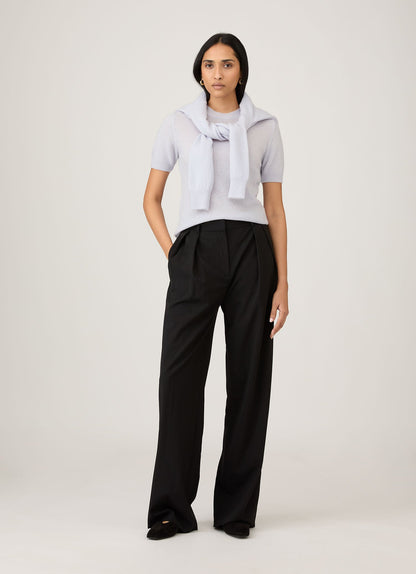 Women's Cashmere T-Shirt in Ice Blue