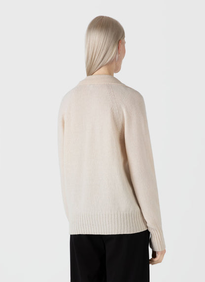 Womens Lambswool Polo Jumper In Ecru Wpol8192 Whcr