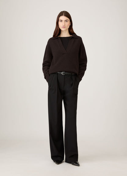 Womens Lambswool Polo Neck Jumper In Truffle Wpol8214 Brgd