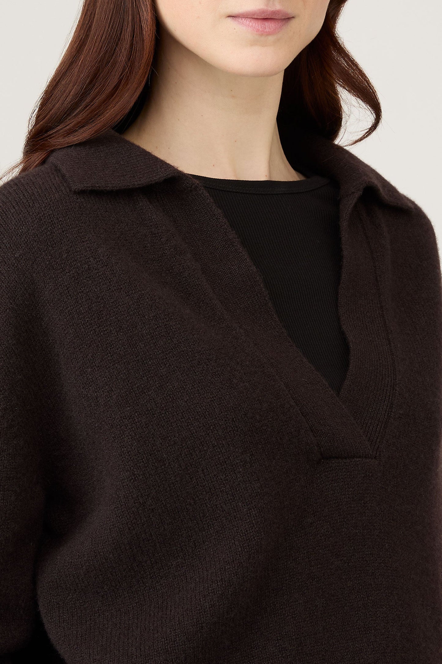 Womens Lambswool Polo Neck Jumper In Truffle Wpol8214 Brgd