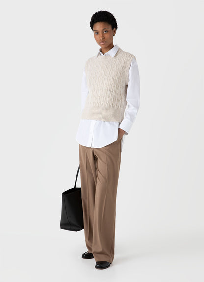 Womens Cable Knit Vest In Ecru Wtop8218 Whcr