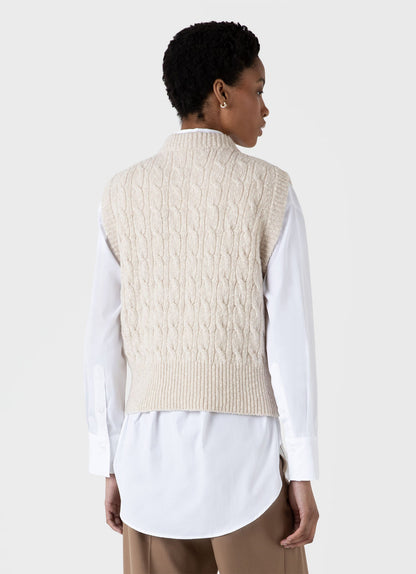 Womens Cable Knit Vest In Ecru Wtop8218 Whcr