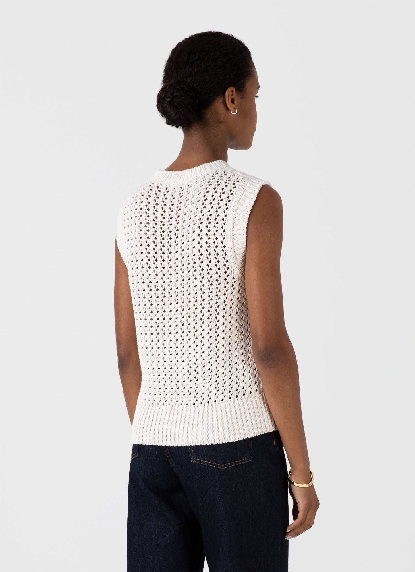 Womens Chunky Cotton Stitch Vest In Ecru Wtop8227 Whcr