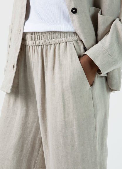 Womens Drawstring Wide Leg Trouser In Light Sand Wtrs3050 Brdv